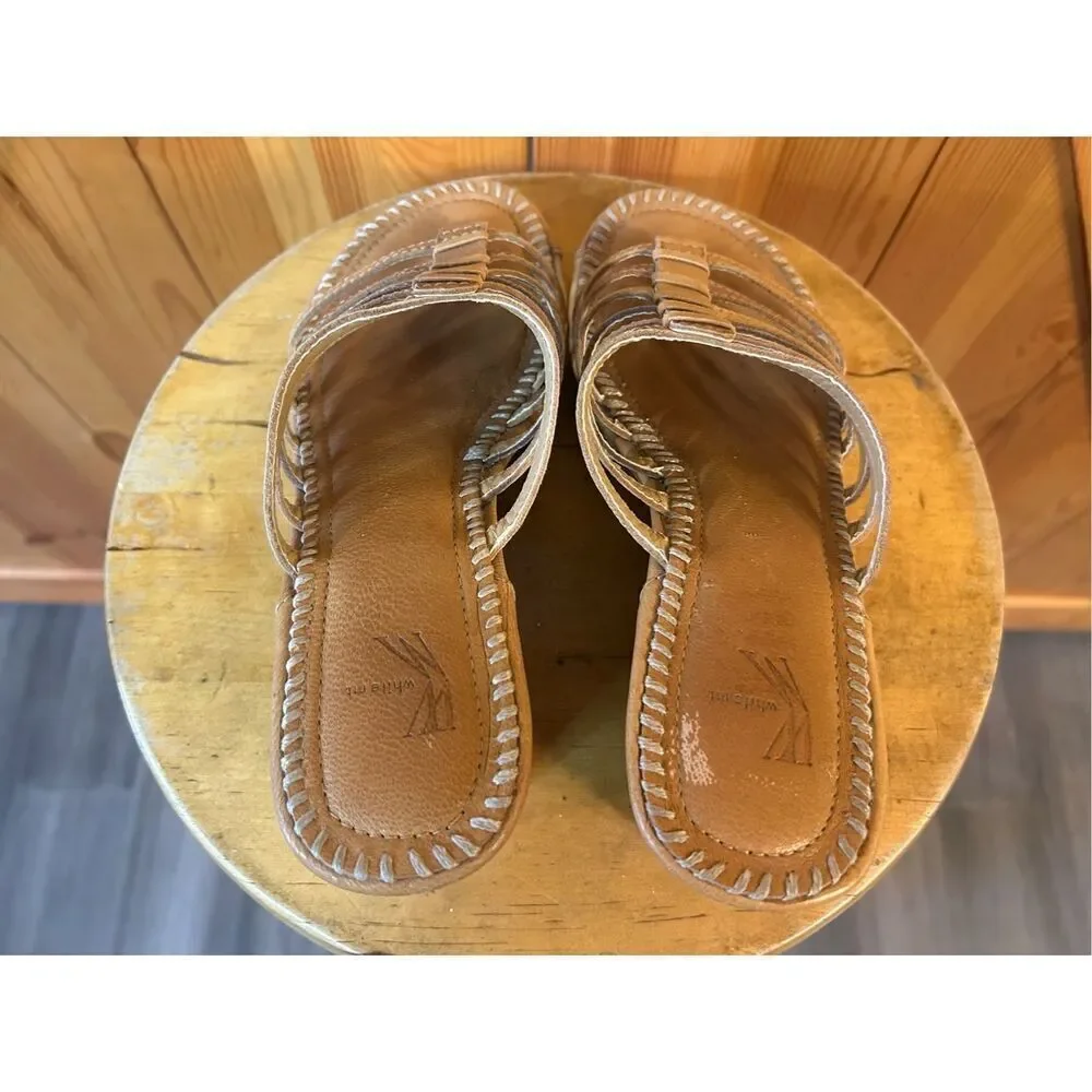 White Mountain Womens Leather Strappy Wedge Sandals sz. 8.5
